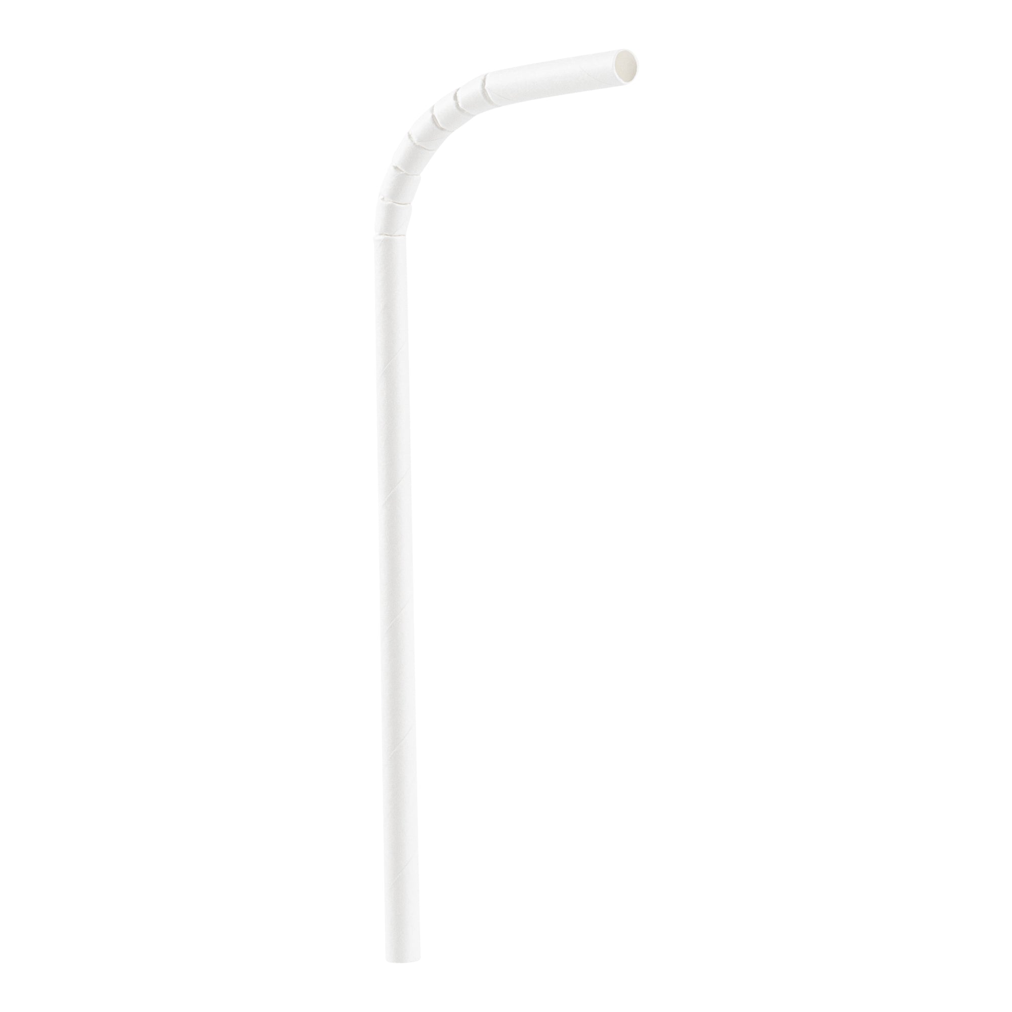 Basic Nature White Paper Bendable Straw - Unwrapped, Biodegradable, 6 mm - 7 3/4" - 1000 count box