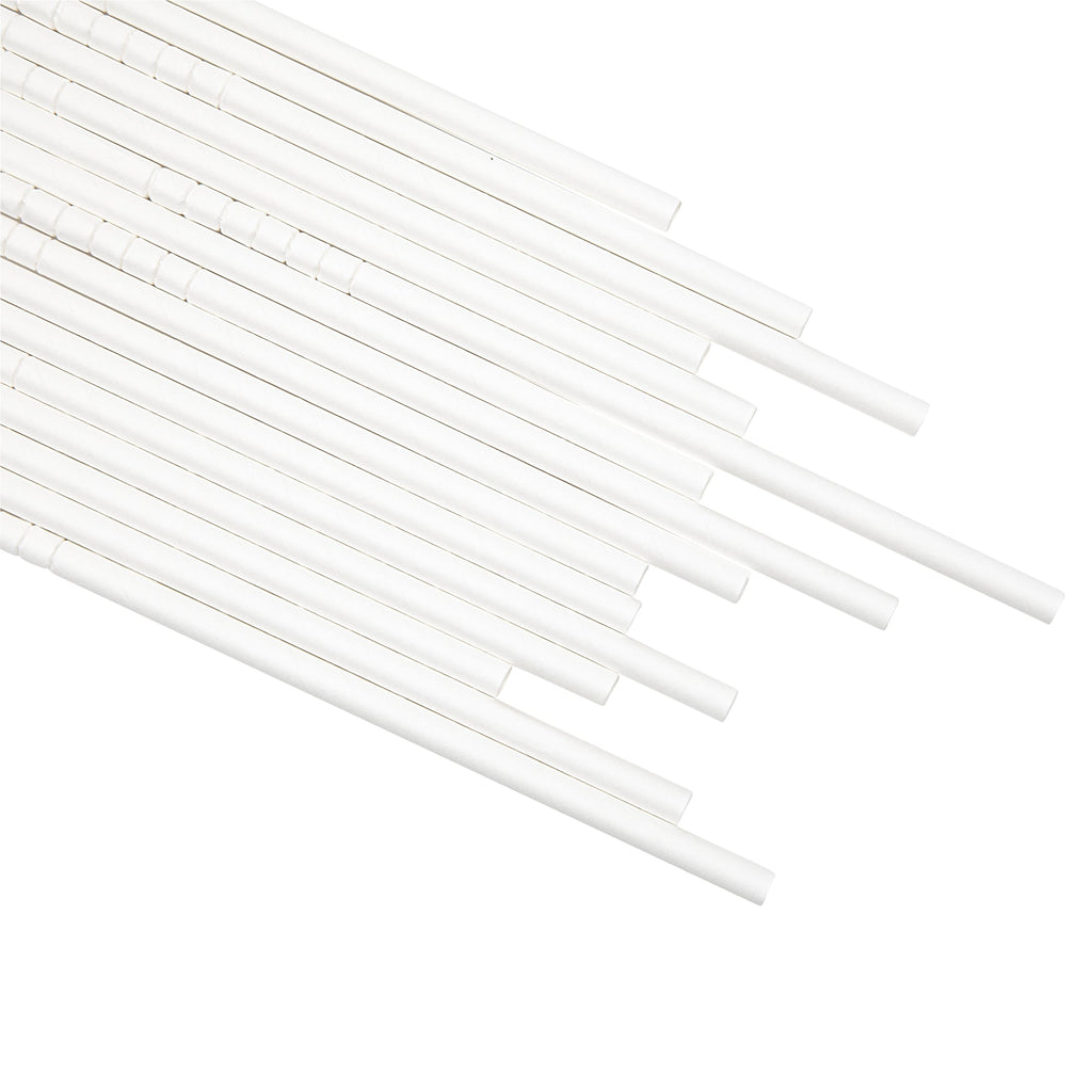 Basic Nature White Paper Bendable Straw - Unwrapped, Biodegradable, 6 mm - 7 3/4" - 1000 count box