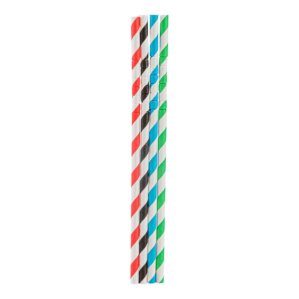 Basic Nature Assorted Paper Bendable Straw - Unwrapped, Biodegradable, 6 mm - 7 3/4" - 100 count box