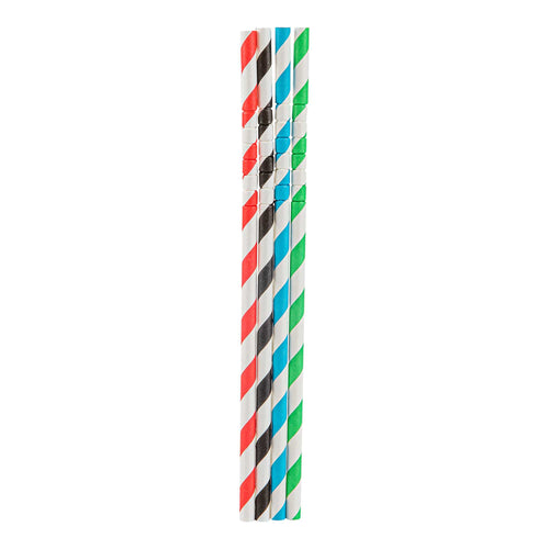 Basic Nature Assorted Paper Bendable Straw - Unwrapped, Biodegradable, 6 mm - 7 3/4" - 100 count box