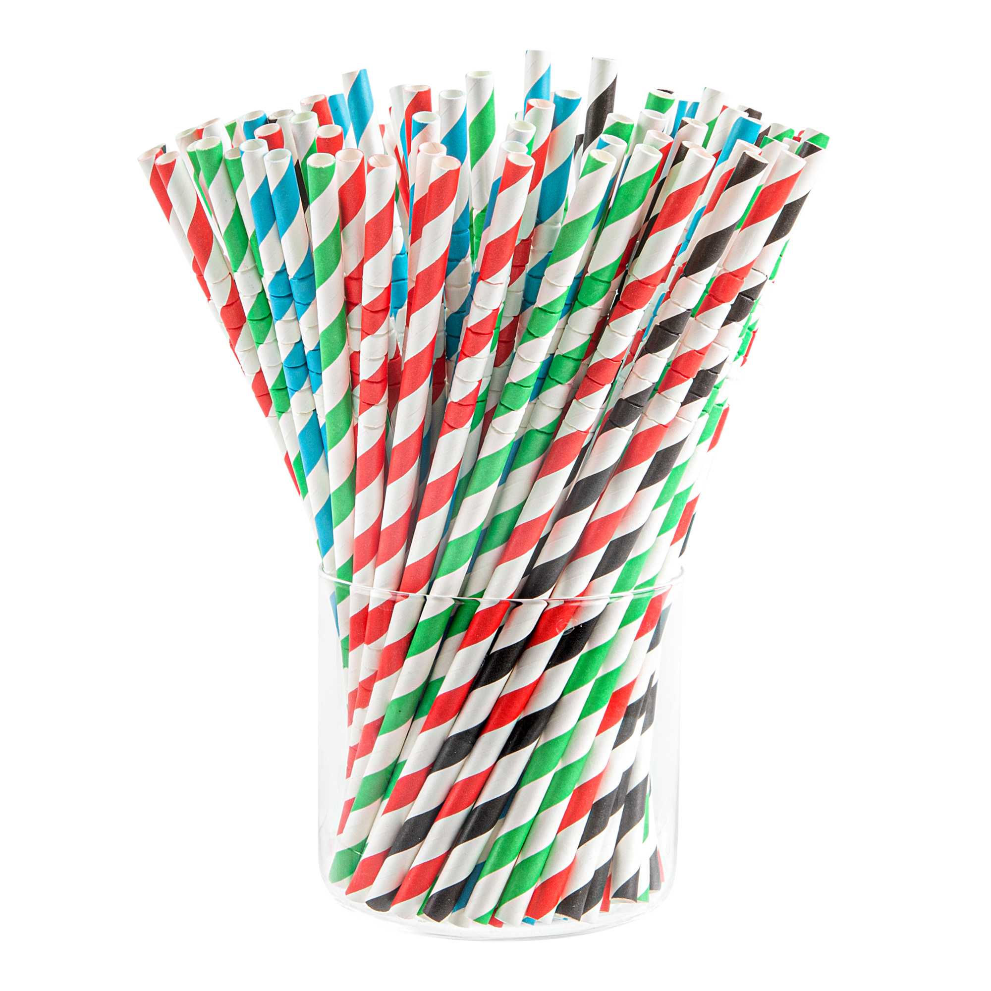 Basic Nature Assorted Paper Bendable Straw - Unwrapped, Biodegradable, 6 mm - 7 3/4" - 100 count box