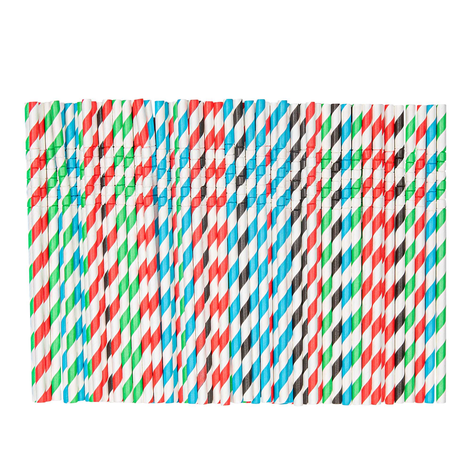Basic Nature Assorted Paper Bendable Straw - Unwrapped, Biodegradable, 6 mm - 7 3/4" - 100 count box