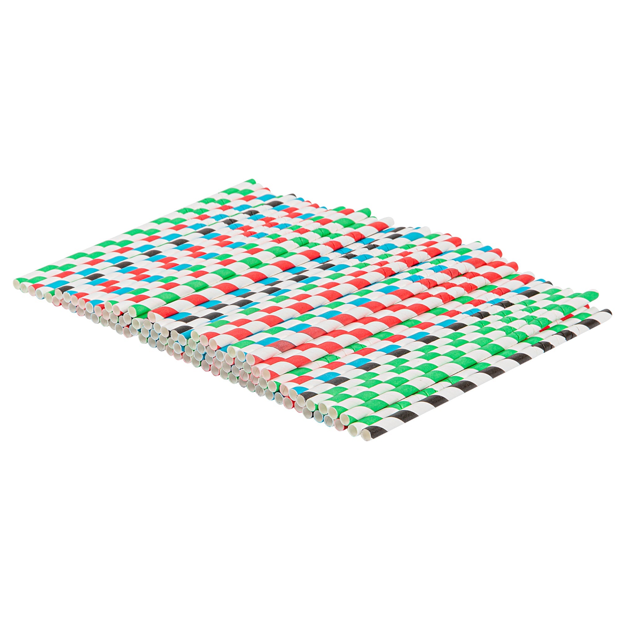 Basic Nature Assorted Paper Bendable Straw - Unwrapped, Biodegradable, 6 mm - 7 3/4" - 1000 count box