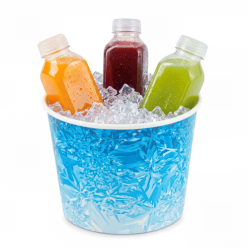Cater Tek 5 lb Blue Disposable Paper Ice Bucket - 7 1/2" x 7 1/2" x 5 3/4" - 100 count box