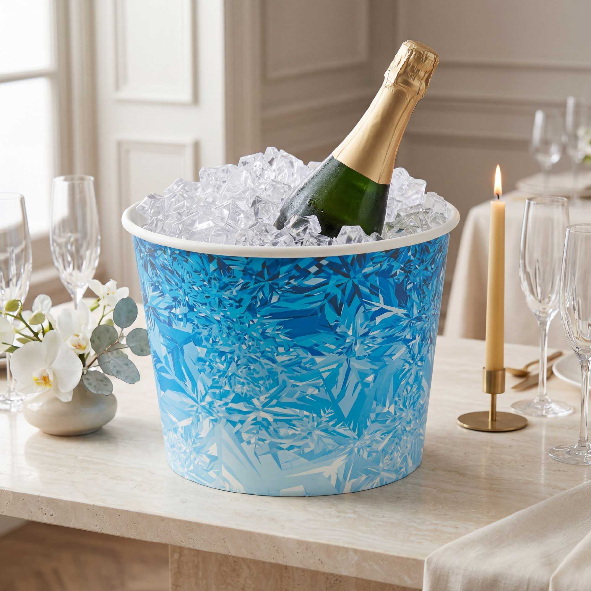 Cater Tek 5 lb Blue Disposable Paper Ice Bucket - 7 1/2" x 7 1/2" x 5 3/4" - 100 count box