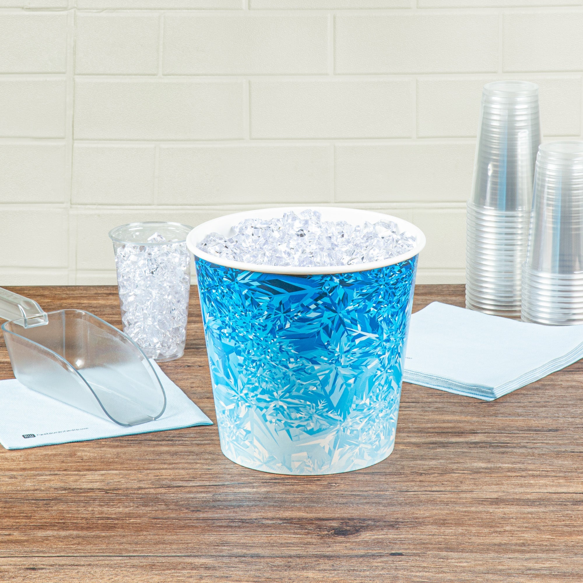 Cater Tek 10 lb Blue Disposable Paper Ice Bucket - 8 3/4" x 8 3/4" x 8 1/4" - 10 count box