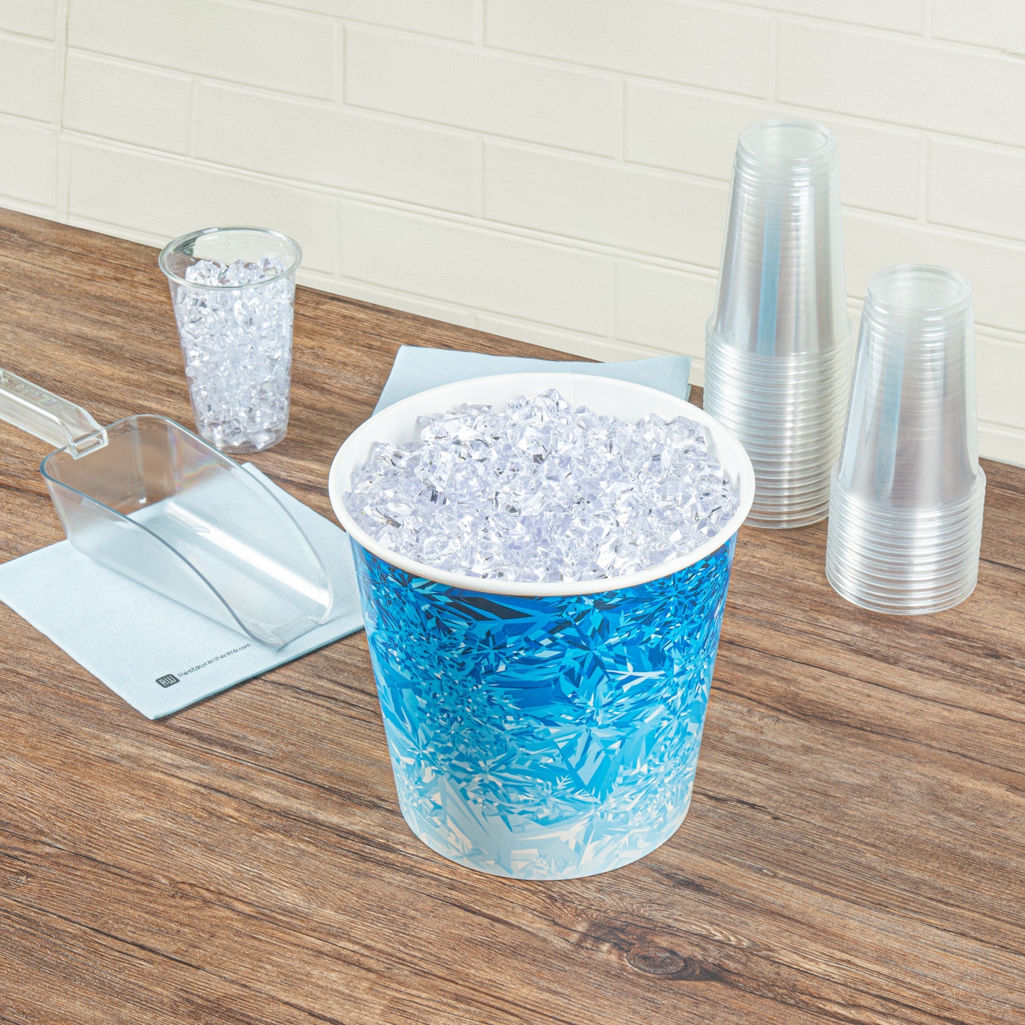 Cater Tek 10 lb Blue Disposable Paper Ice Bucket - 8 3/4" x 8 3/4" x 8 1/4" - 100 count box