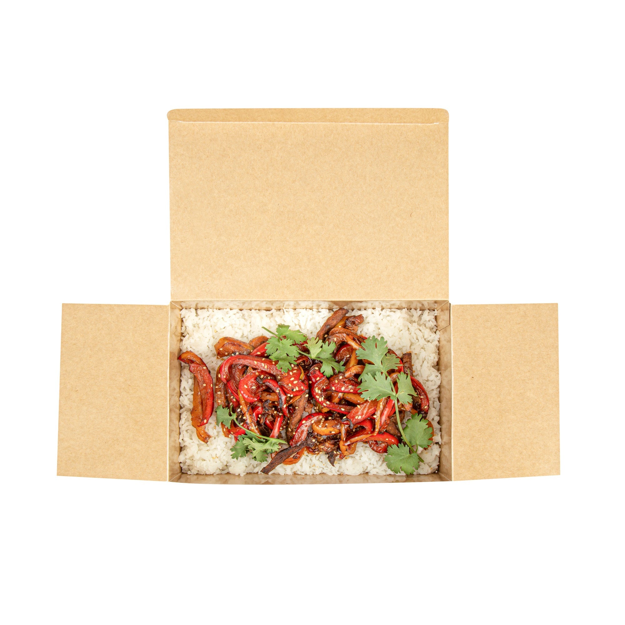 Heat Tek Kraft Paper Take Out Container - Oven-Safe, with Tuck Top - 9" x 5 3/4" x 2 3/4" - 100 count box