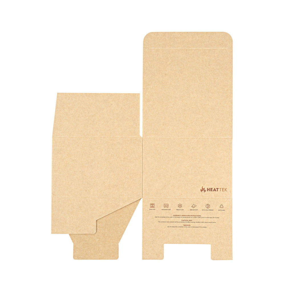 Heat Tek Kraft Paper Take Out Container - Oven-Safe, with Tuck Top - 4 1/2" x 4 1/2" x 3" - 100 count box