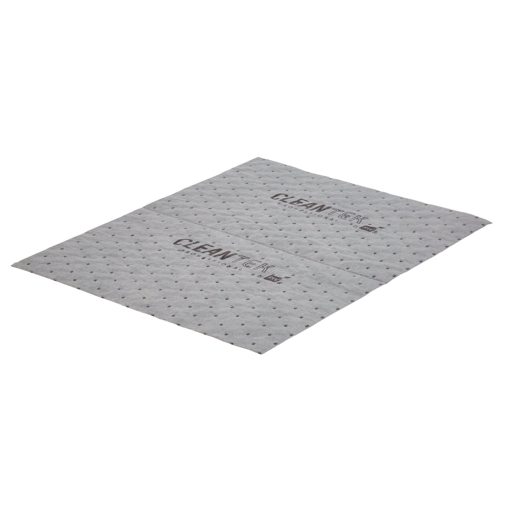 Clean Tek Professional Gray Universal Sorbent Pad - Light Weight, Perforated - 15" x 19" - 100 count box
