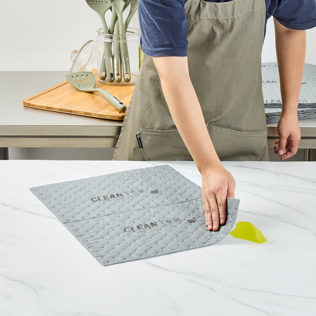 Clean Tek Professional Gray Universal Sorbent Pad - Light Weight, Perforated - 15" x 19" - 100 count box