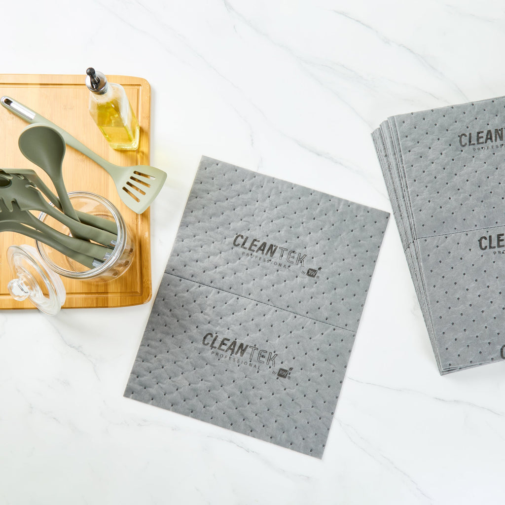 Clean Tek Professional Gray Universal Sorbent Pad - Light Weight, Perforated - 15" x 19" - 100 count box