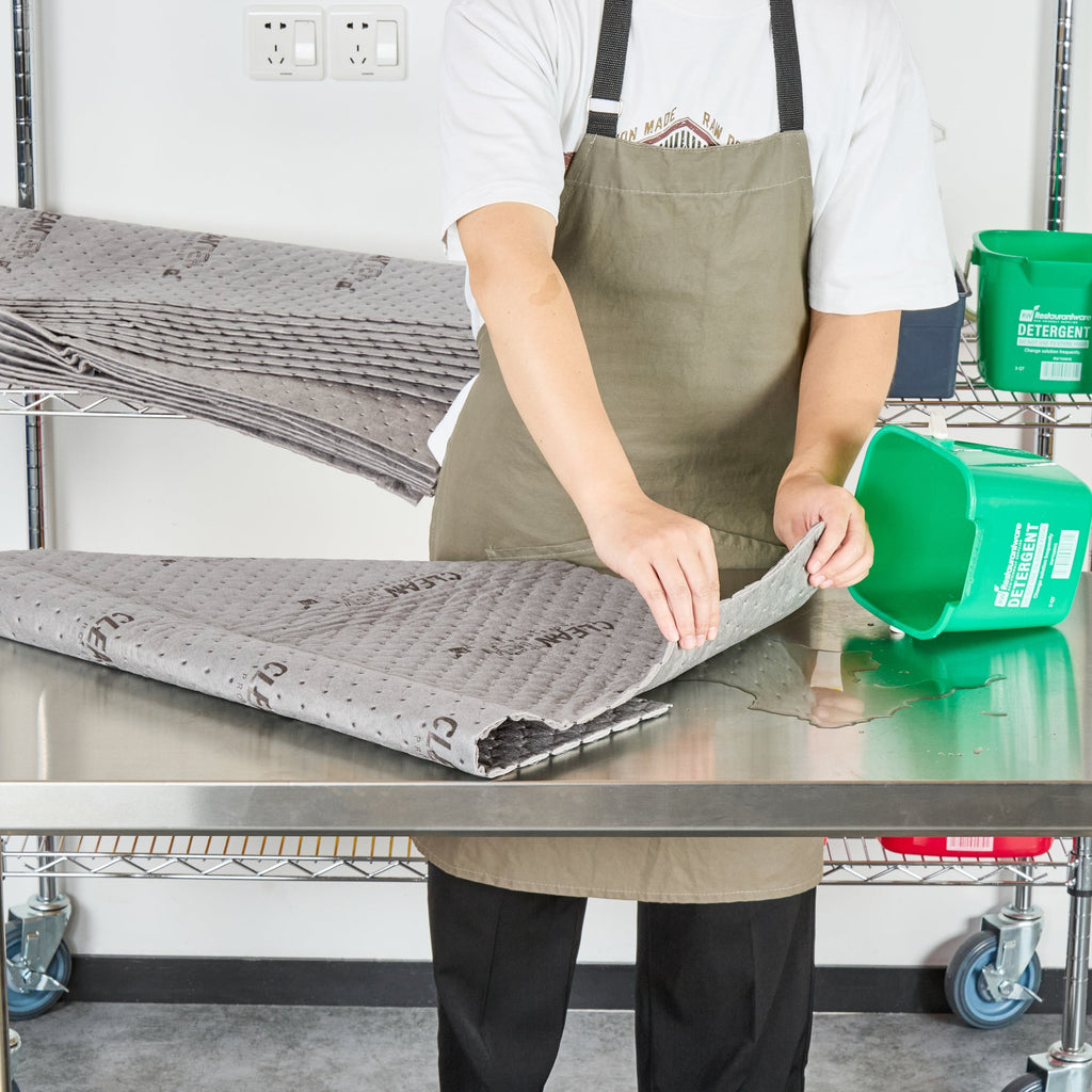 Clean Tek Professional Gray Universal Sorbent Pad - Heavy Weight, Perforated - 30" x 30" - 50 count box
