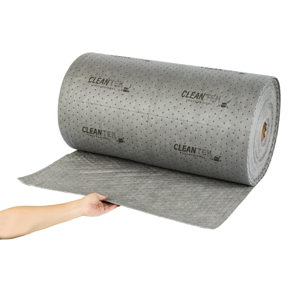 Clean Tek Professional Gray Universal Sorbent Roll - Medium Weight, Perforated - 150' x 30" - 1 count box