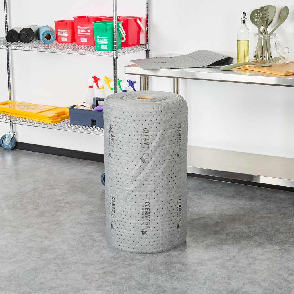 Clean Tek Professional Gray Universal Sorbent Roll - Medium Weight, Perforated - 150' x 30" - 1 count box