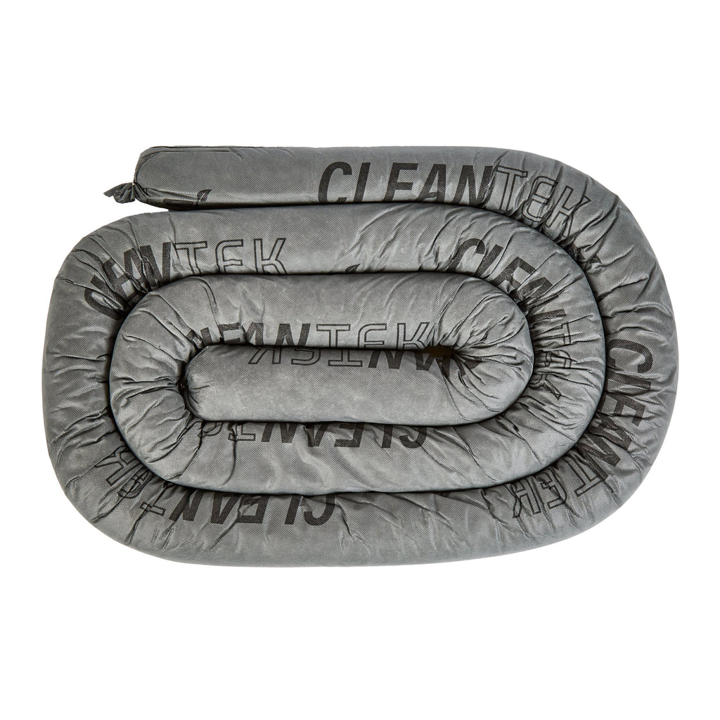 Clean Tek Professional Gray Universal Sorbent Sock - Heavy Duty - 12' x 3" - 1 count box
