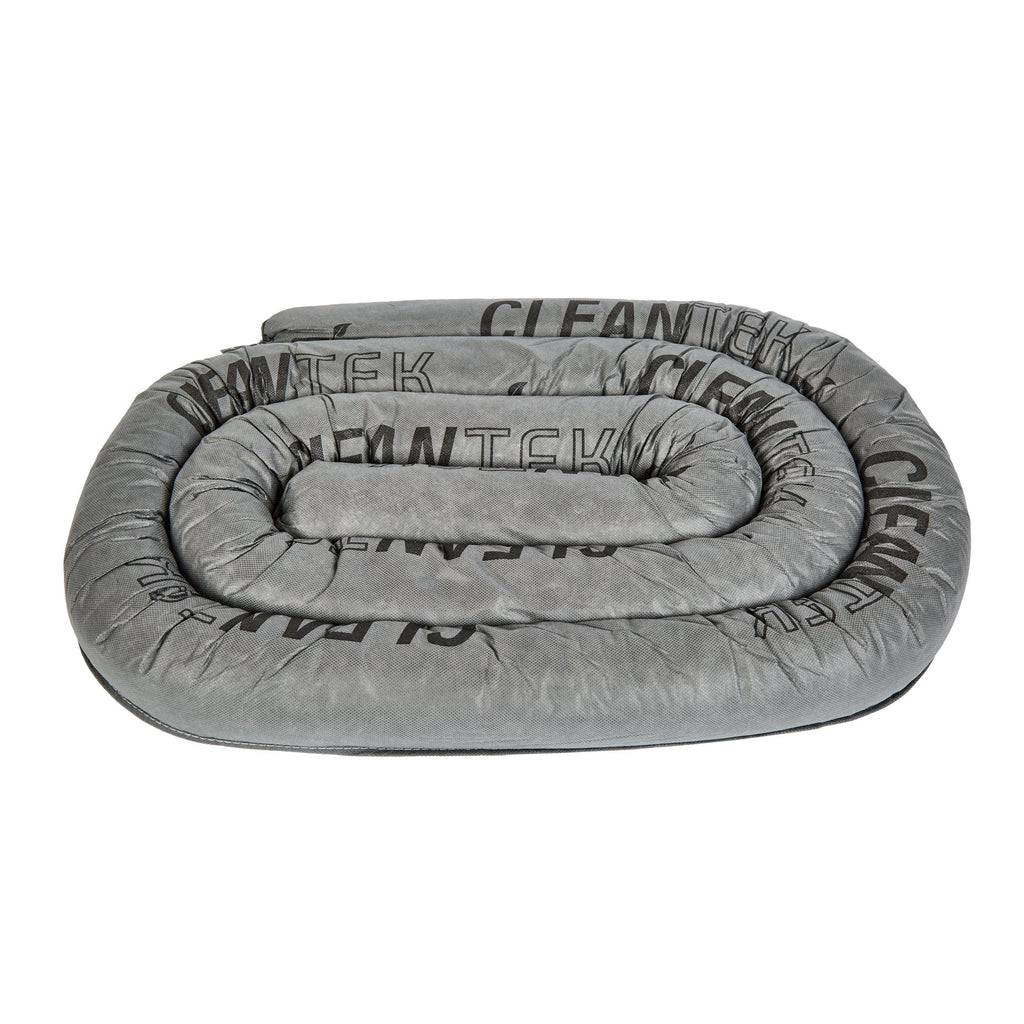 Clean Tek Professional Gray Universal Sorbent Sock - Heavy Duty - 12' x 3" - 4 count box