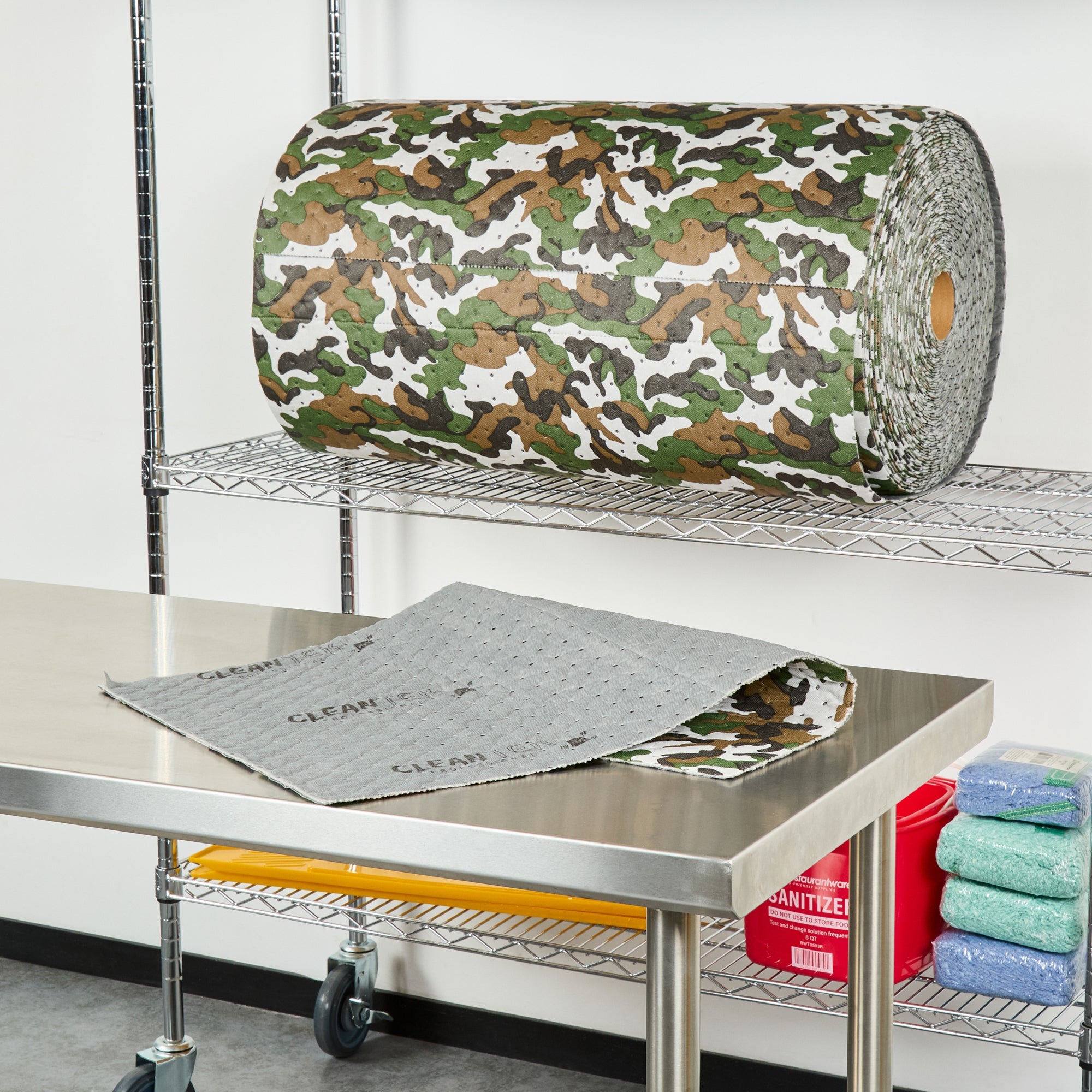 Clean Tek Professional Camouflage Universal Sorbent Mat - Perforated - 150' x 30" - 1 count box
