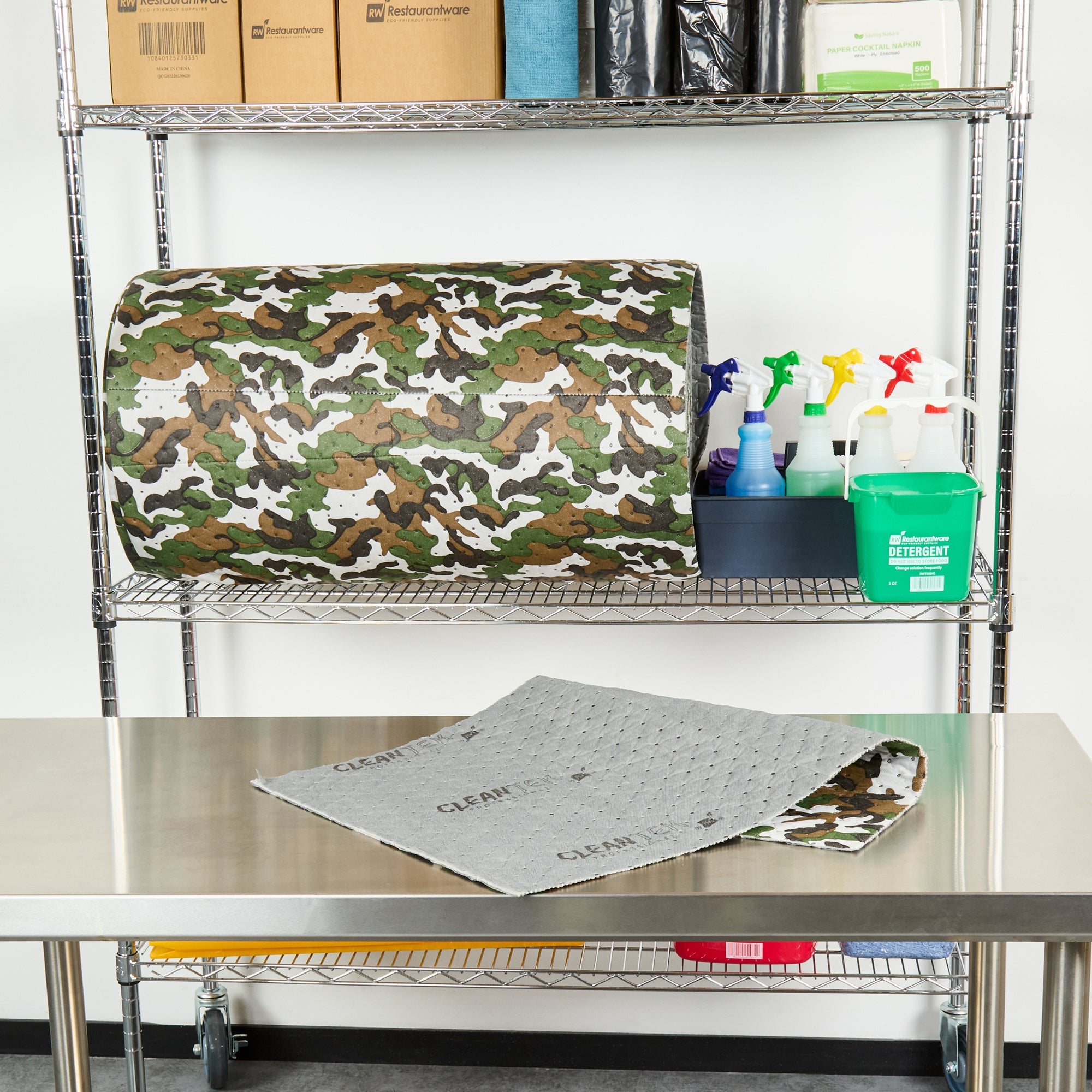 Clean Tek Professional Camouflage Universal Sorbent Mat - Perforated - 150' x 30" - 1 count box