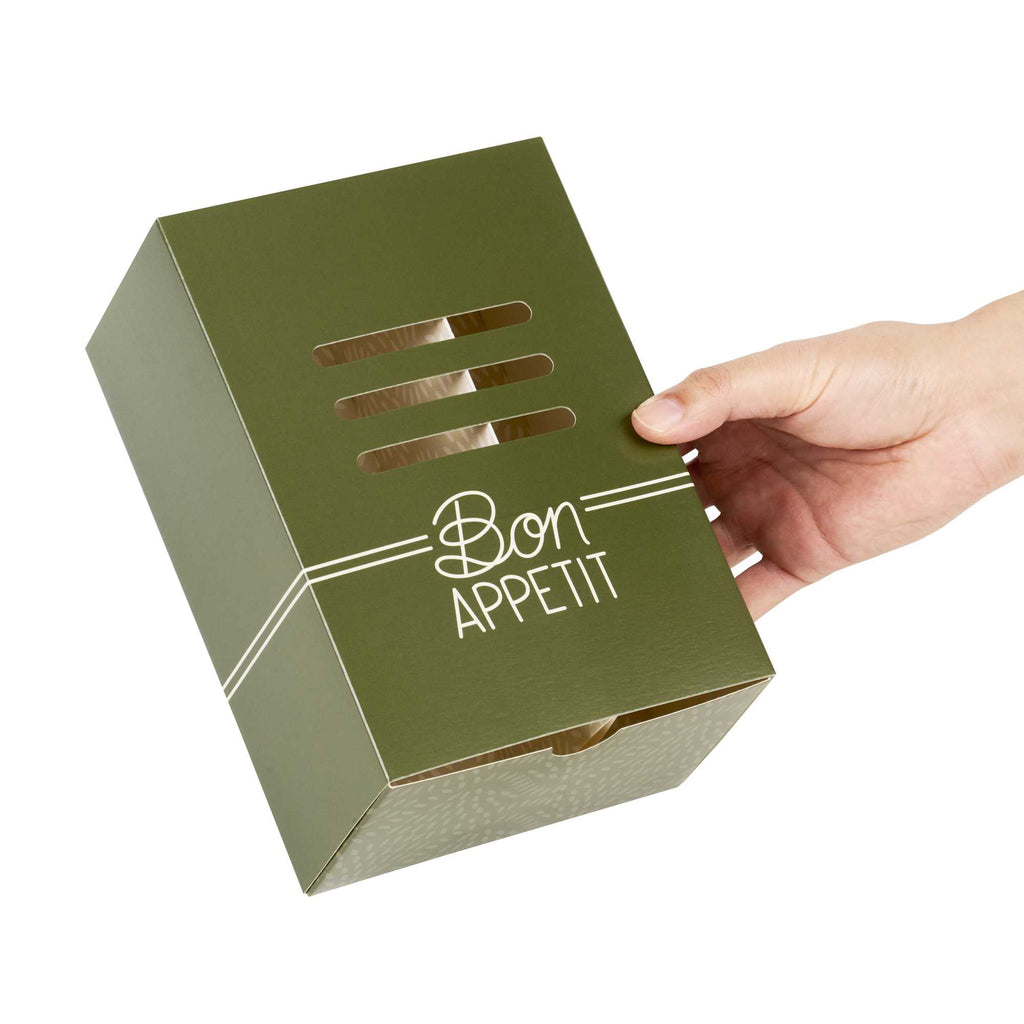Cater Tek Rectangle Green Paper Hot Dog / Sandwich Tray - with Cover and Divider - 8 1/4" x 5 3/4" x 3 3/4" - 100 count box