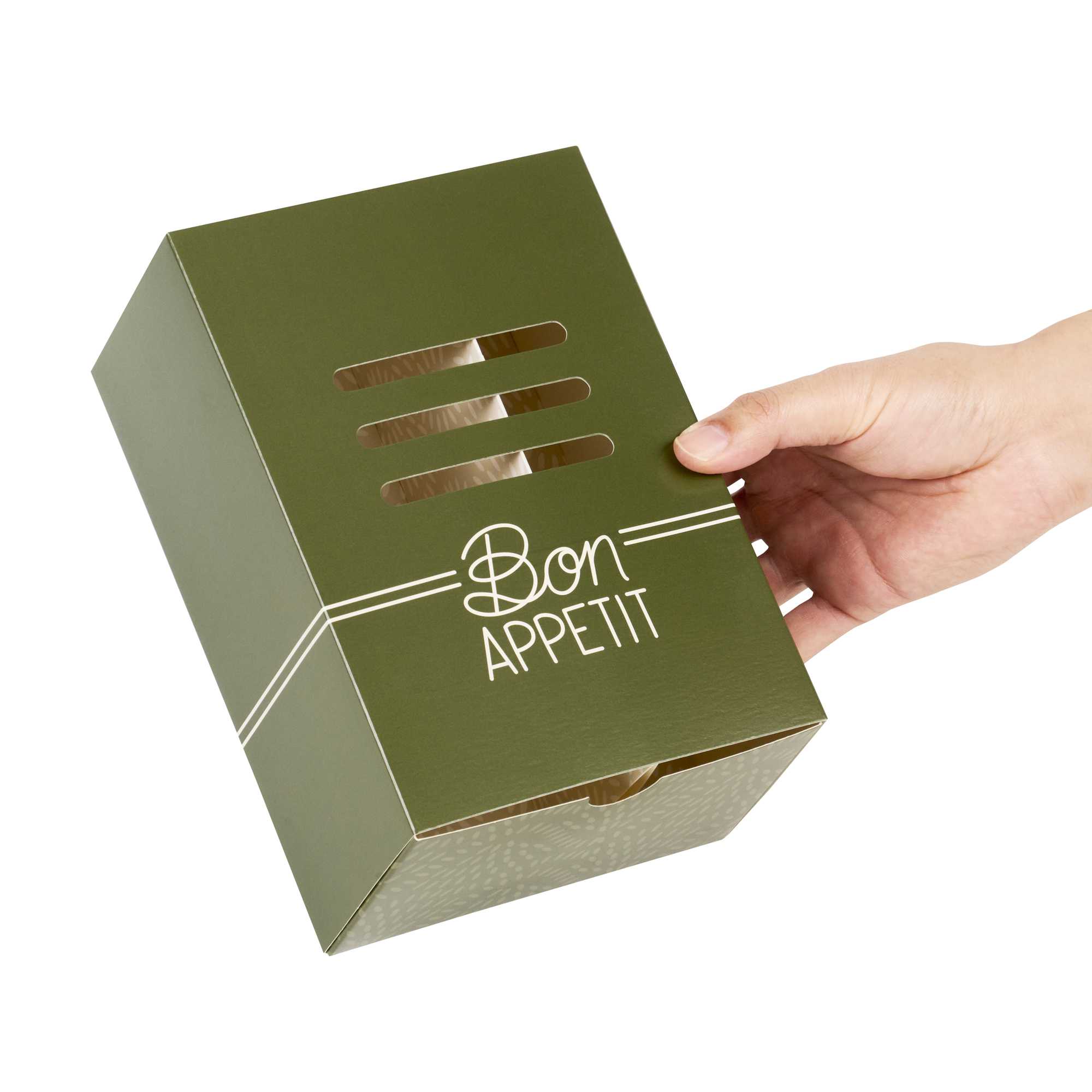 Cater Tek Rectangle Green Paper Hot Dog / Sandwich Tray - with Cover and Divider - 8 1/4" x 5 3/4" x 3 3/4" - 100 count box
