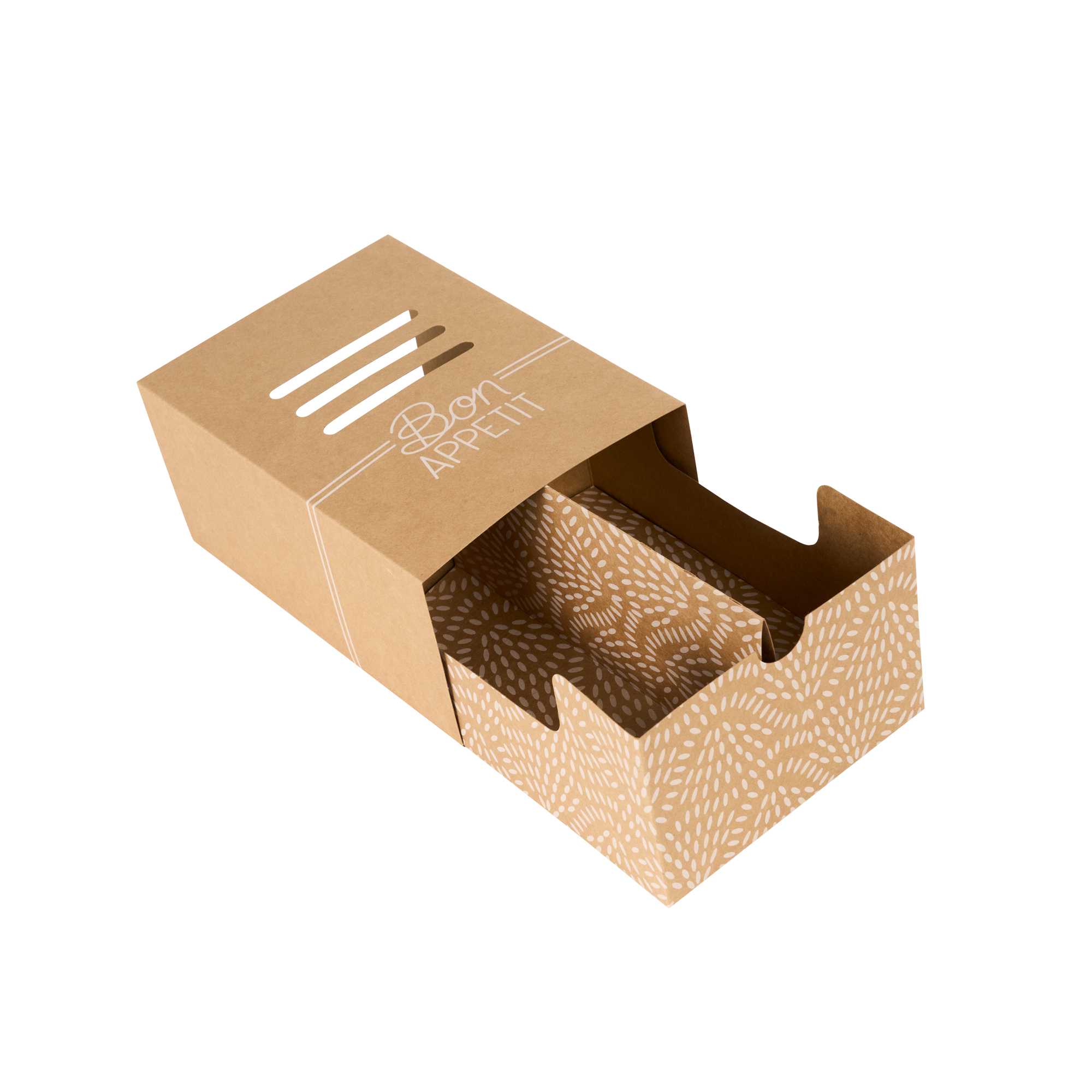 Cater Tek Rectangle Kraft Paper Hot Dog / Sandwich Tray - with Cover and Divider - 8 1/4" x 5 3/4" x 3 3/4" - 100 count box