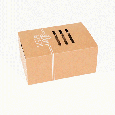 Cater Tek Rectangle Kraft Paper Hot Dog / Sandwich Tray - with Cover and Divider - 8 1/4" x 5 3/4" x 3 3/4" - 100 count box