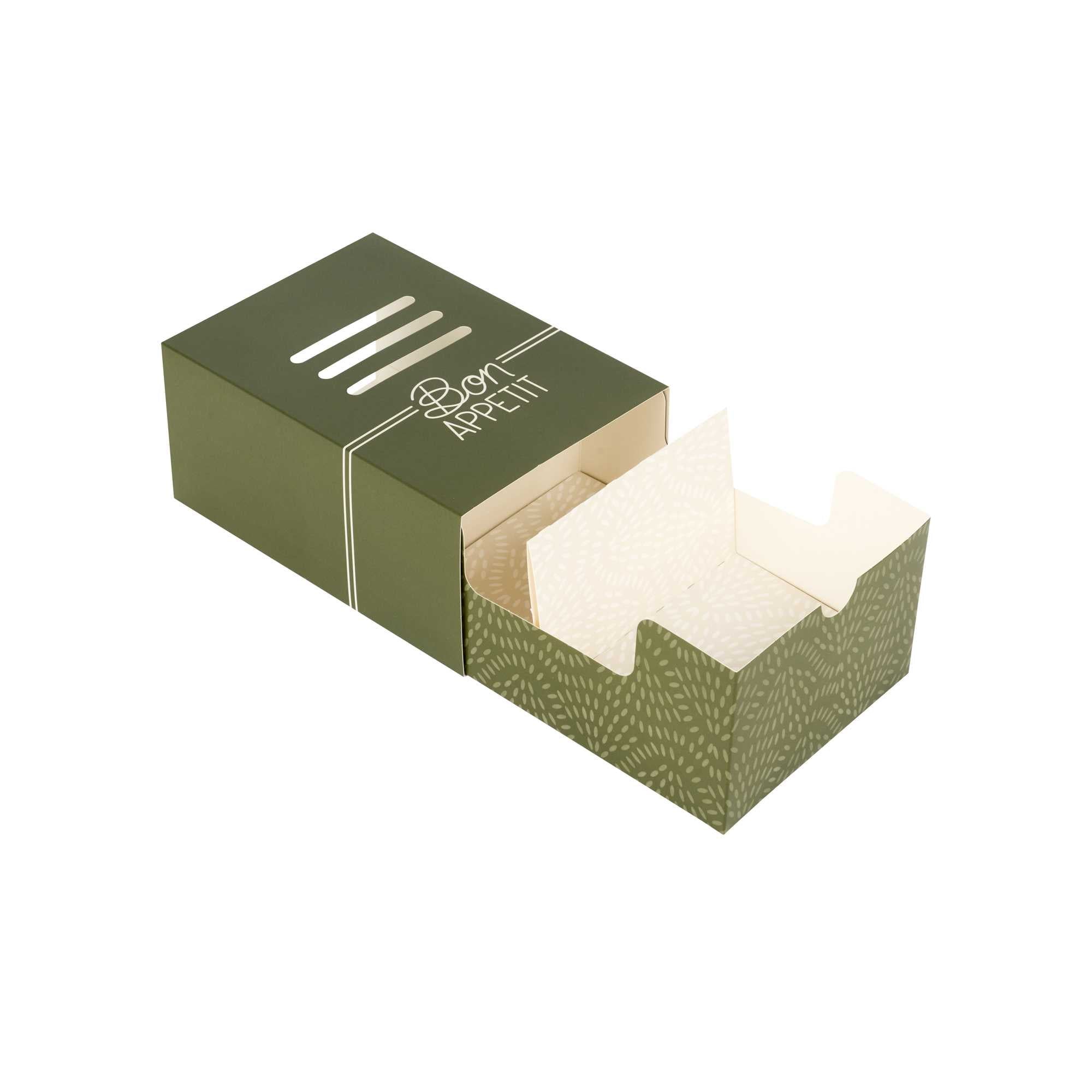 Cater Tek Rectangle Green Paper Burger Tray - with Cover and Divider - 8 1/4" x 5 3/4" x 3 3/4" - 100 count box