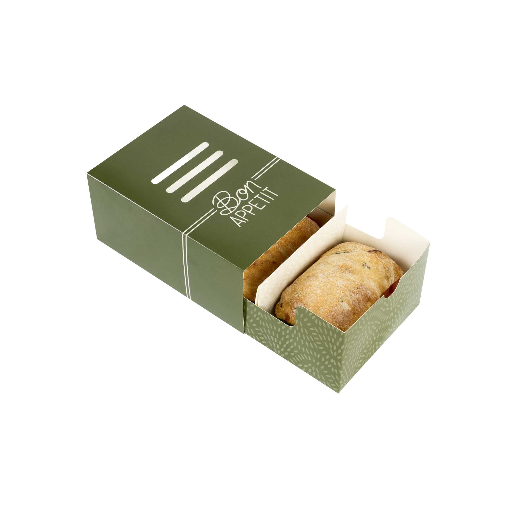 Cater Tek Rectangle Green Paper Burger Tray - with Cover and Divider - 8 1/4" x 5 3/4" x 3 3/4" - 100 count box