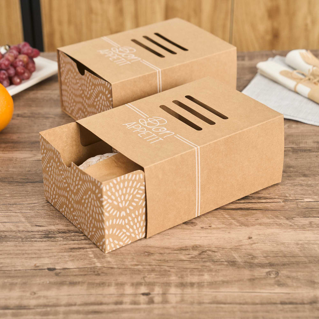 Cater Tek Rectangle Kraft Paper Burger Tray - with Cover and Divider - 8 1/4" x 5 3/4" x 3 3/4" - 100 count box