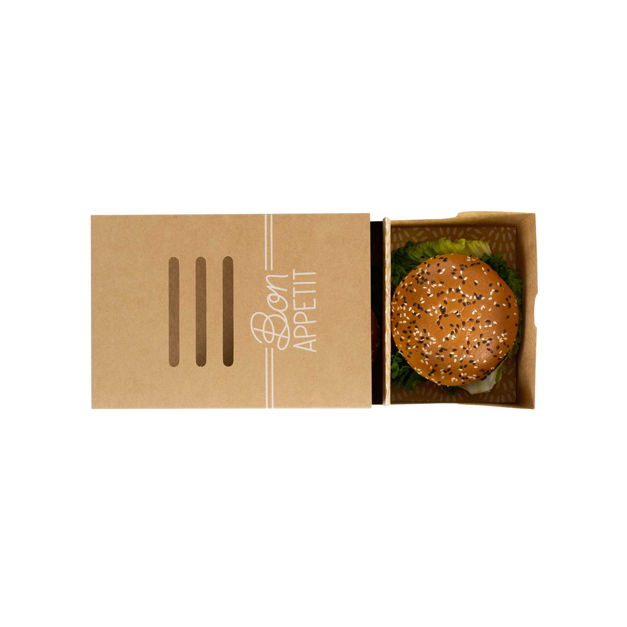 Cater Tek Rectangle Kraft Paper Burger Tray - with Cover and Divider - 8 1/4" x 5 3/4" x 3 3/4" - 100 count box
