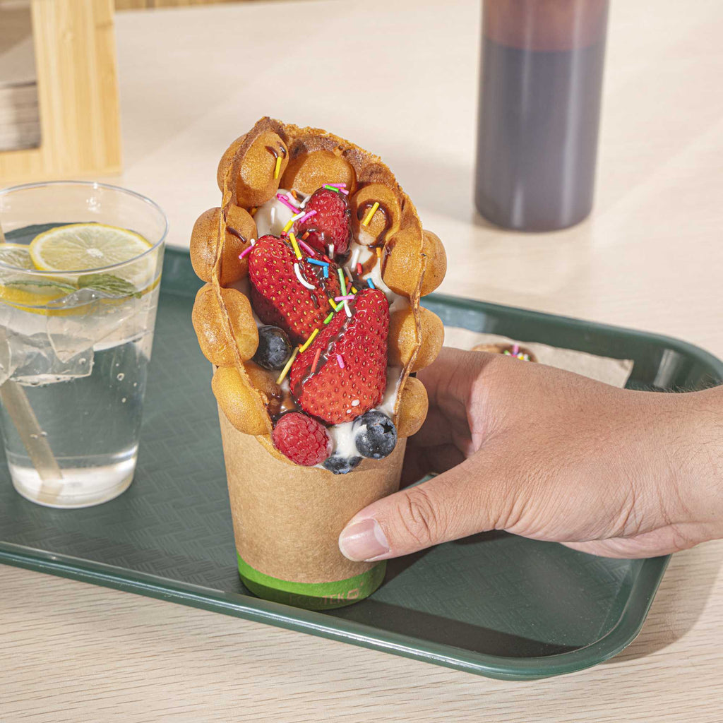 Sustain 12 oz Round Kraft Paper Incline Cup - with PLA Lining, Compostable - 3 1/2" x 3 1/2" x 4 3/4" - 100 count box