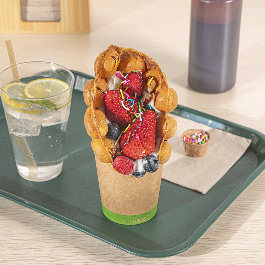 Sustain 12 oz Round Kraft Paper Incline Cup - with PLA Lining, Compostable - 3 1/2" x 3 1/2" x 4 3/4" - 100 count box