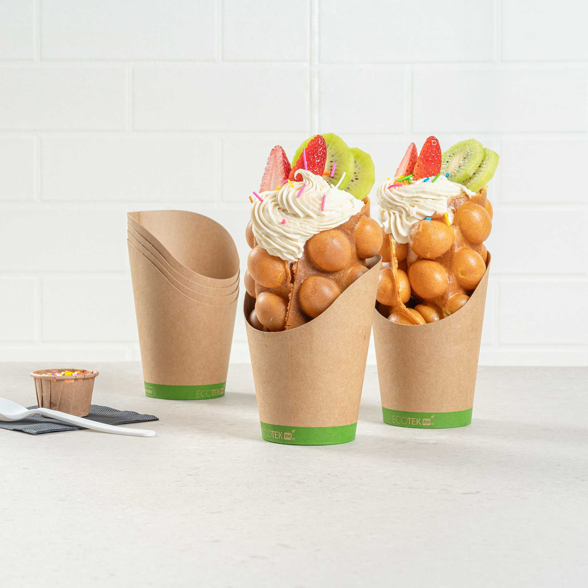 Sustain 12 oz Round Kraft Paper Incline Cup - with PLA Lining, Compostable - 3 1/2" x 3 1/2" x 4 3/4" - 100 count box