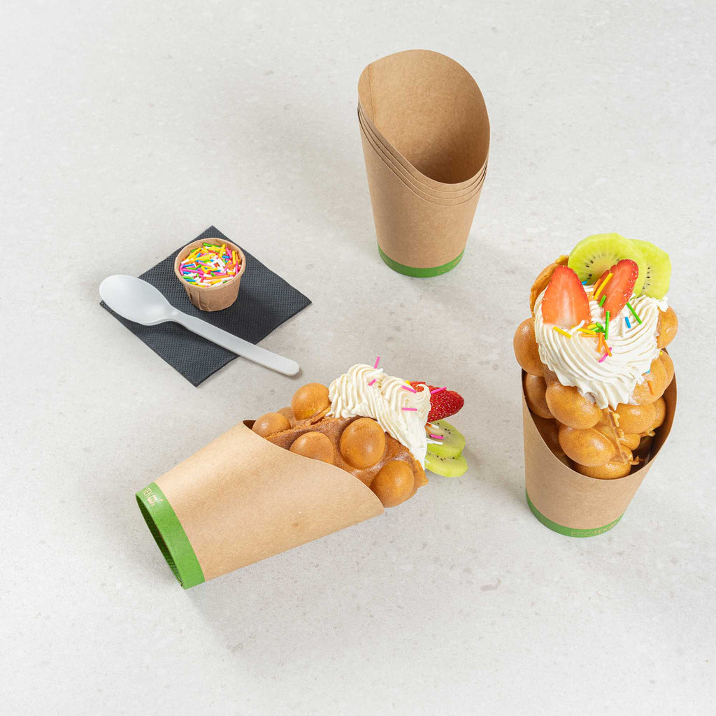 Sustain 12 oz Round Kraft Paper Incline Cup - with PLA Lining, Compostable - 3 1/2" x 3 1/2" x 4 3/4" - 100 count box