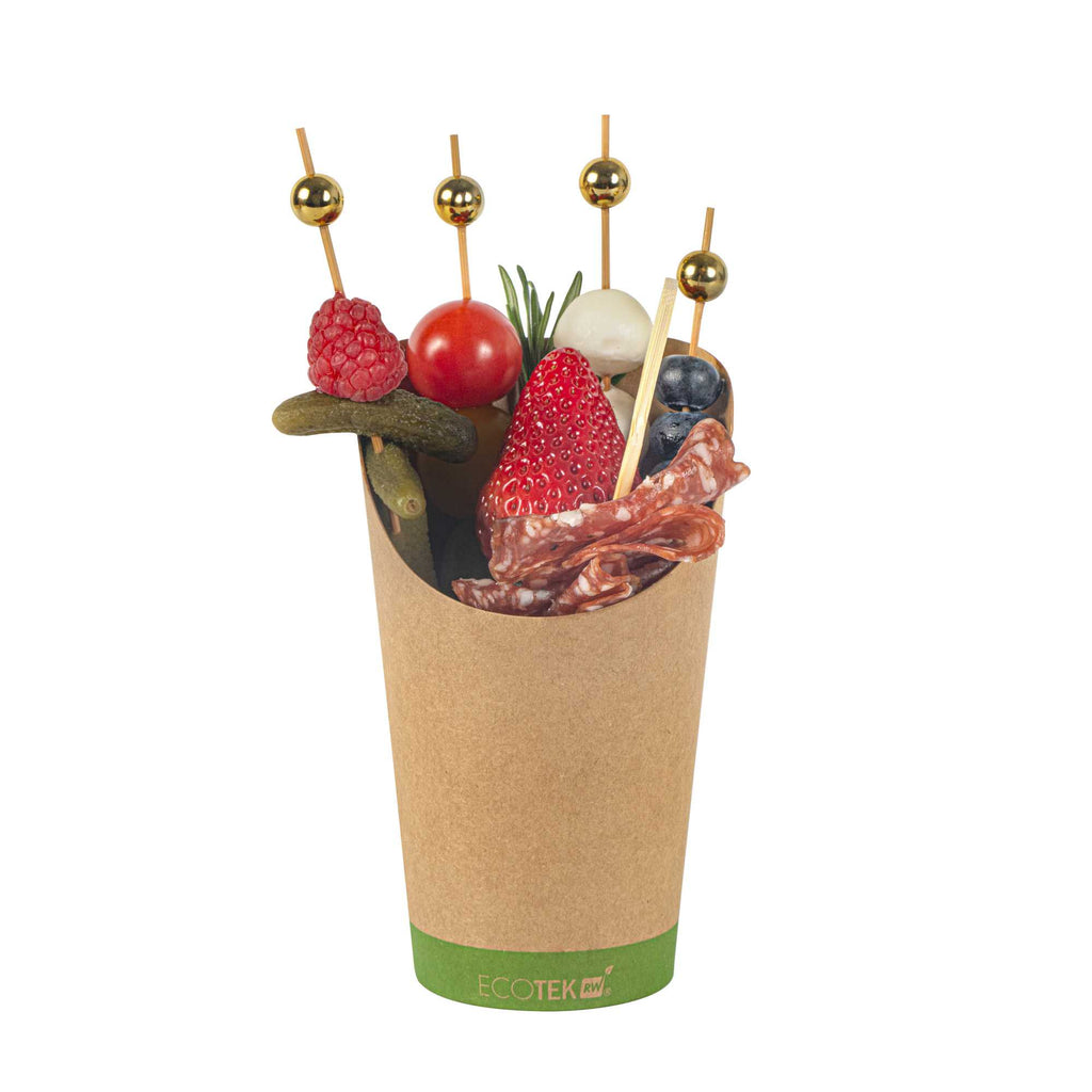 Sustain 16 oz Round Kraft Paper Incline Cup - with PLA Lining, Compostable - 3 1/2" x 3 1/2" x 5 3/4" - 100 count box