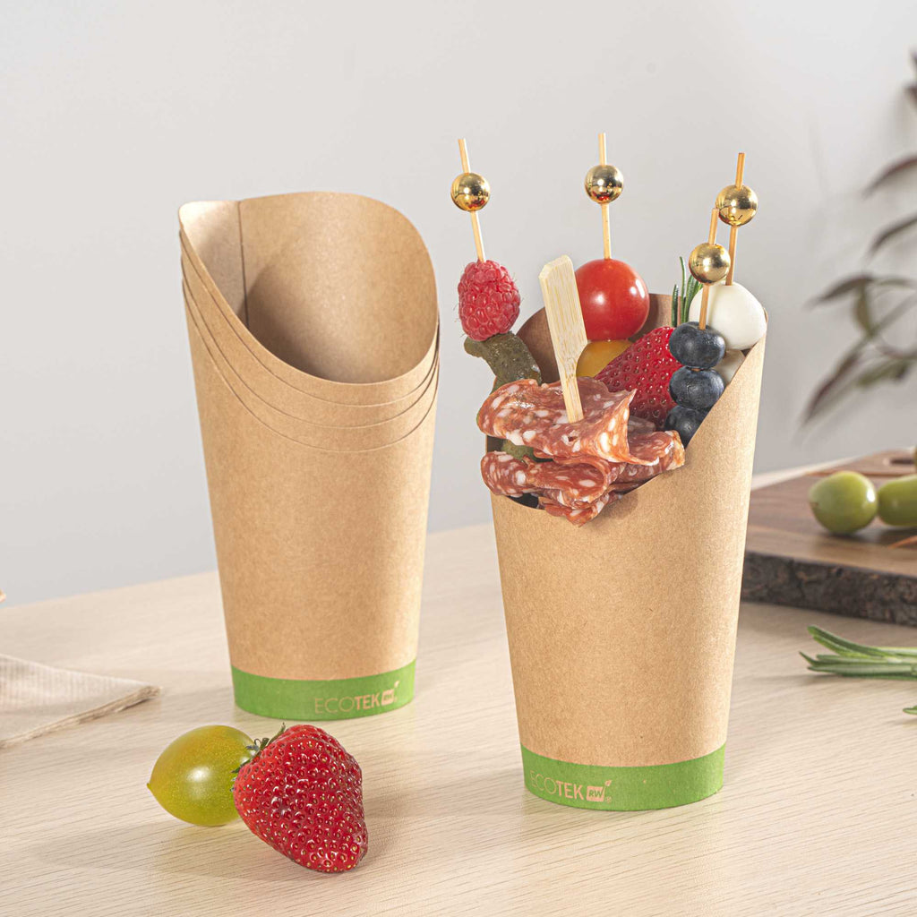 Sustain 16 oz Round Kraft Paper Incline Cup - with PLA Lining, Compostable - 3 1/2" x 3 1/2" x 5 3/4" - 100 count box