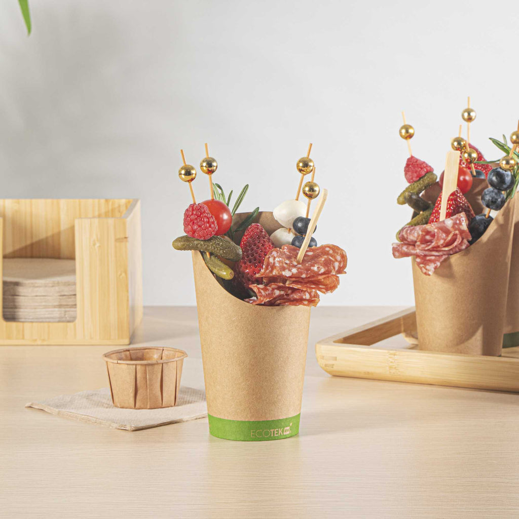 Sustain 16 oz Round Kraft Paper Incline Cup - with PLA Lining, Compostable - 3 1/2" x 3 1/2" x 5 3/4" - 100 count box