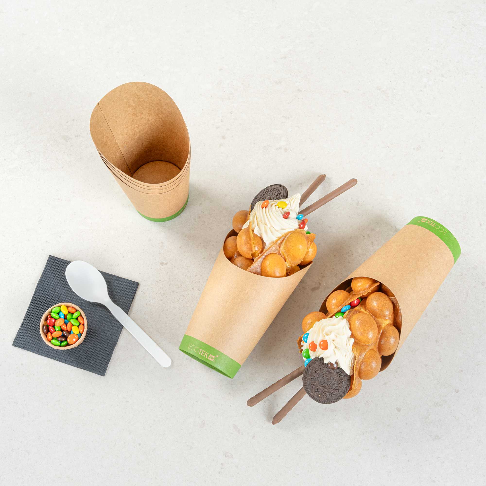 Sustain 16 oz Round Kraft Paper Incline Cup - with PLA Lining, Compostable - 3 1/2" x 3 1/2" x 5 3/4" - 100 count box