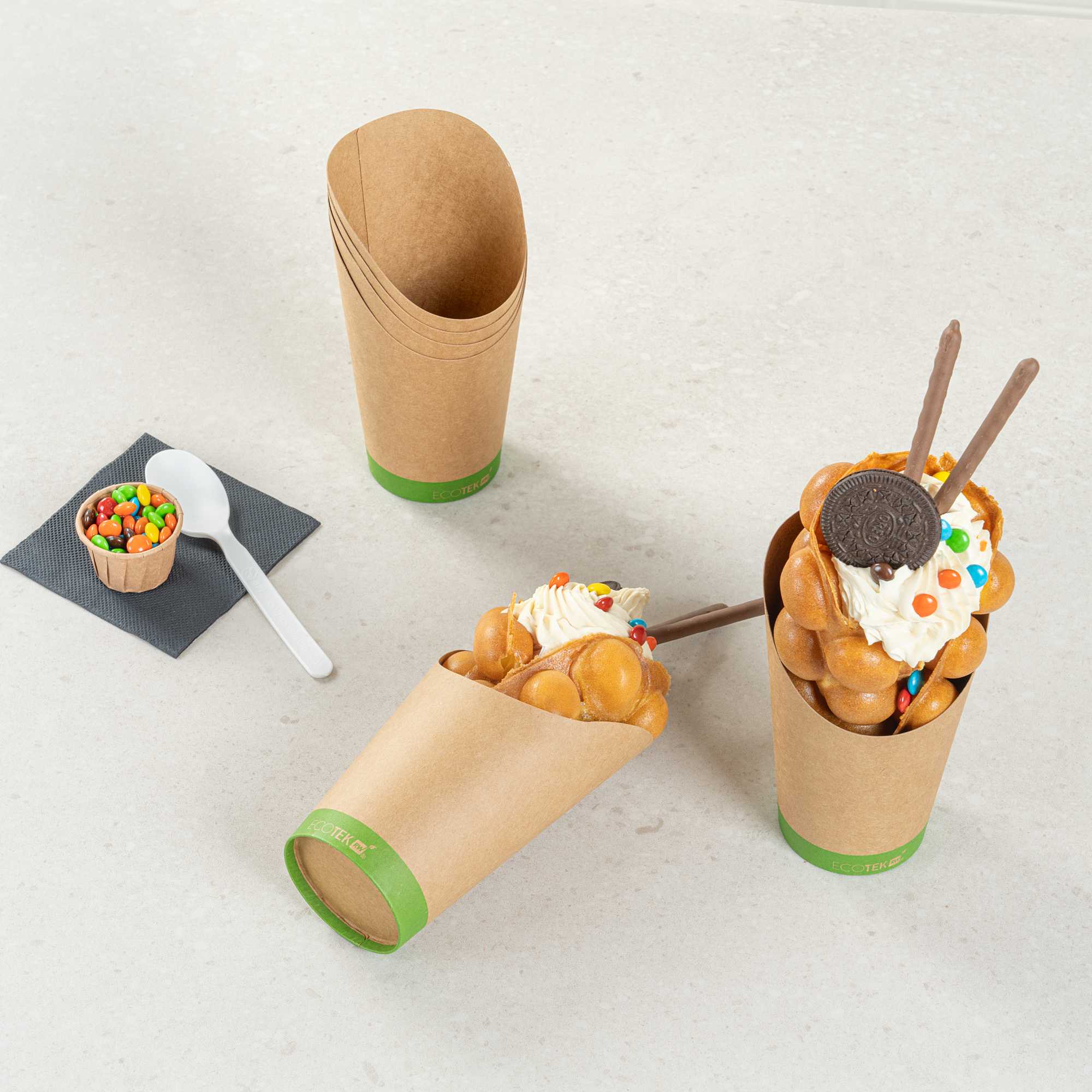 Sustain 16 oz Round Kraft Paper Incline Cup - with PLA Lining, Compostable - 3 1/2" x 3 1/2" x 5 3/4" - 100 count box