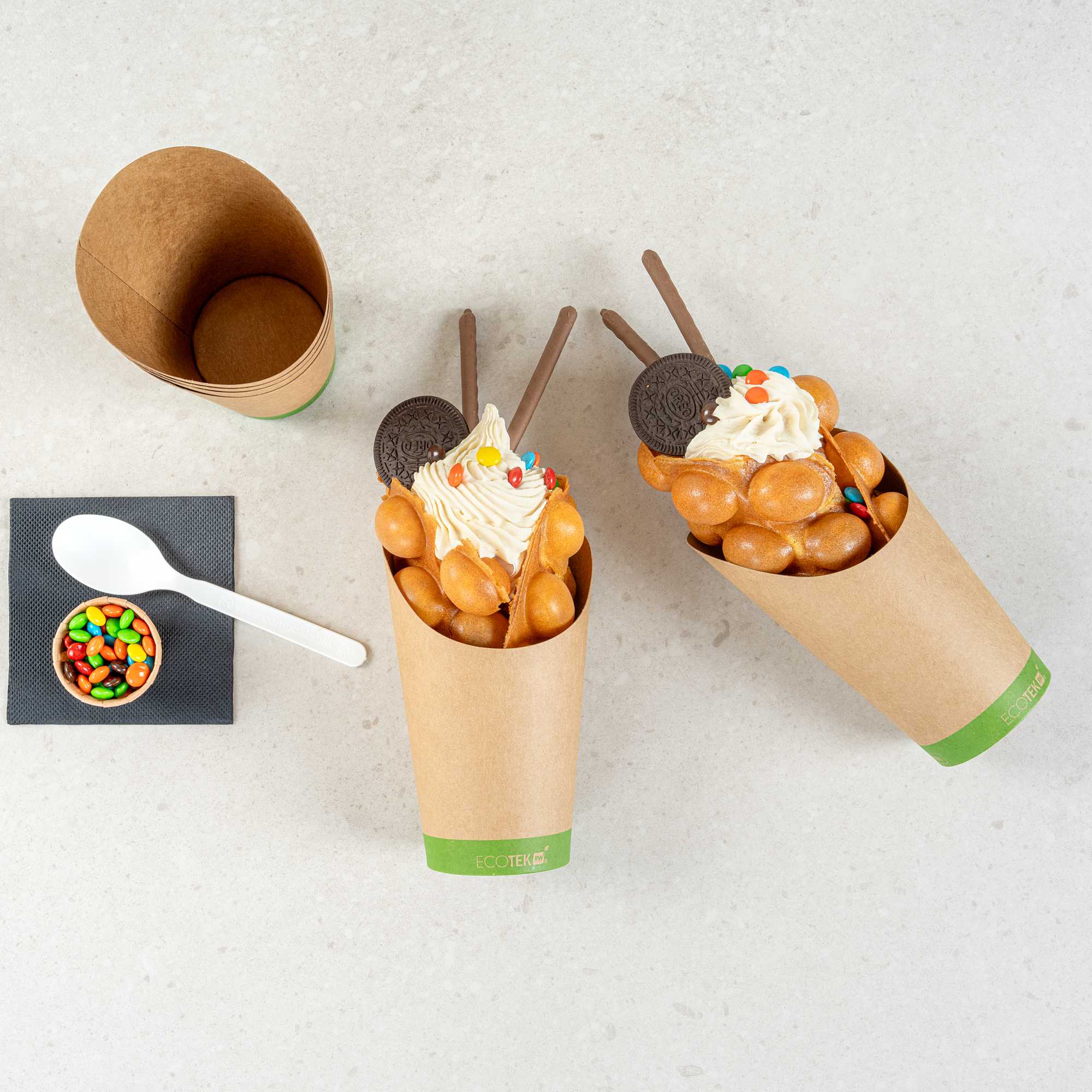Sustain 16 oz Round Kraft Paper Incline Cup - with PLA Lining, Compostable - 3 1/2" x 3 1/2" x 5 3/4" - 100 count box
