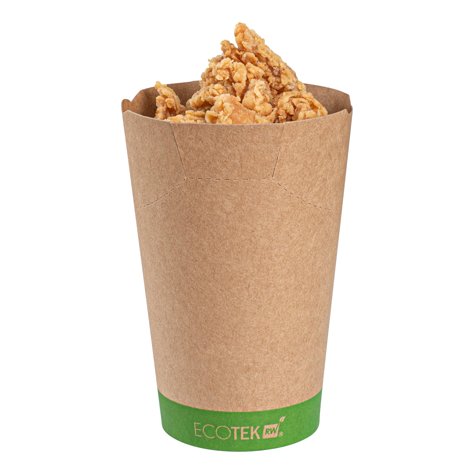 Sustain 16 oz Round Kraft Paper To Go Fry Cup - with PLA Lining, Compostable - 3 1/4" x 3 1/4" x 4 1/4" - 100 count box