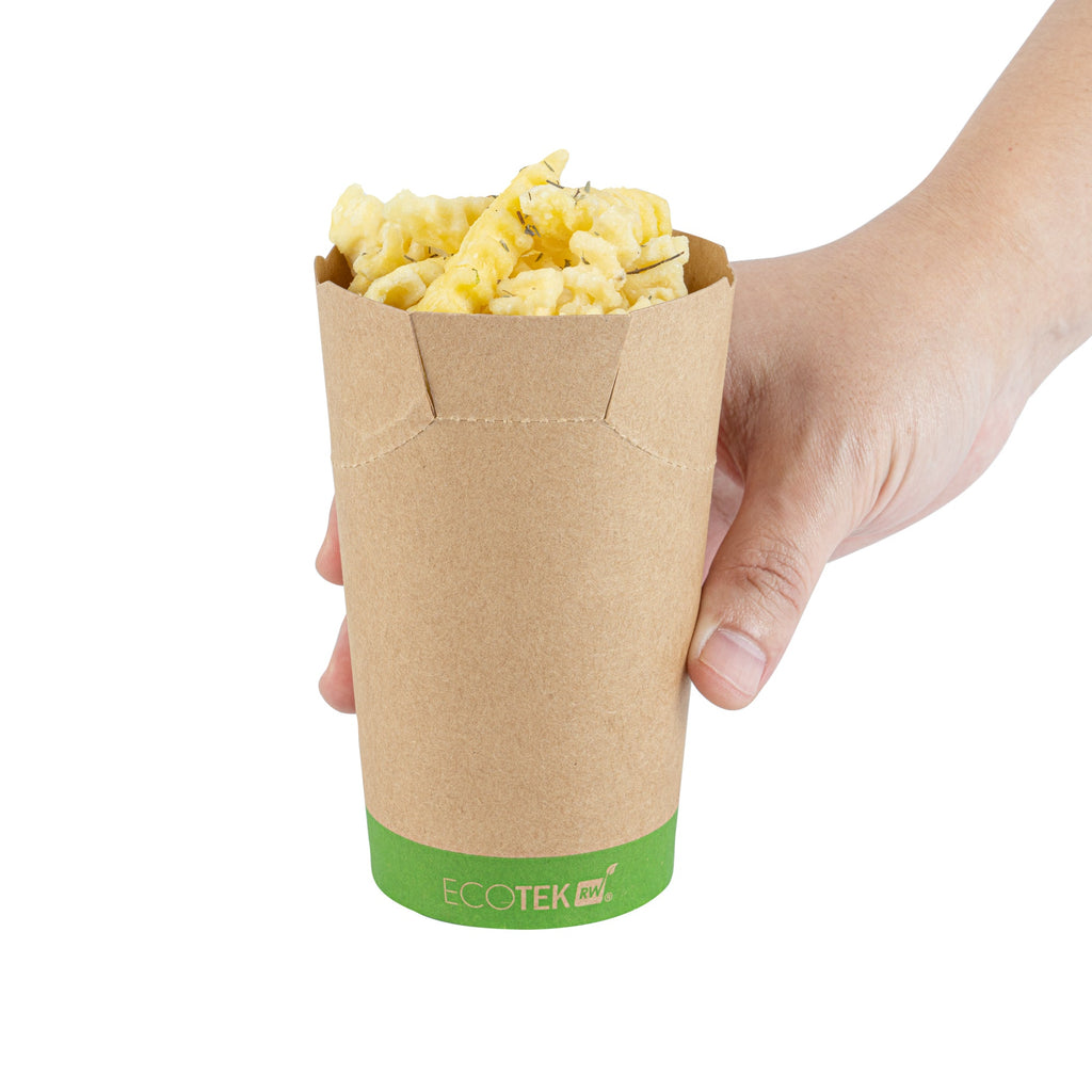 Sustain 16 oz Round Kraft Paper To Go Fry Cup - with PLA Lining, Compostable - 3 1/4" x 3 1/4" x 4 1/4" - 100 count box