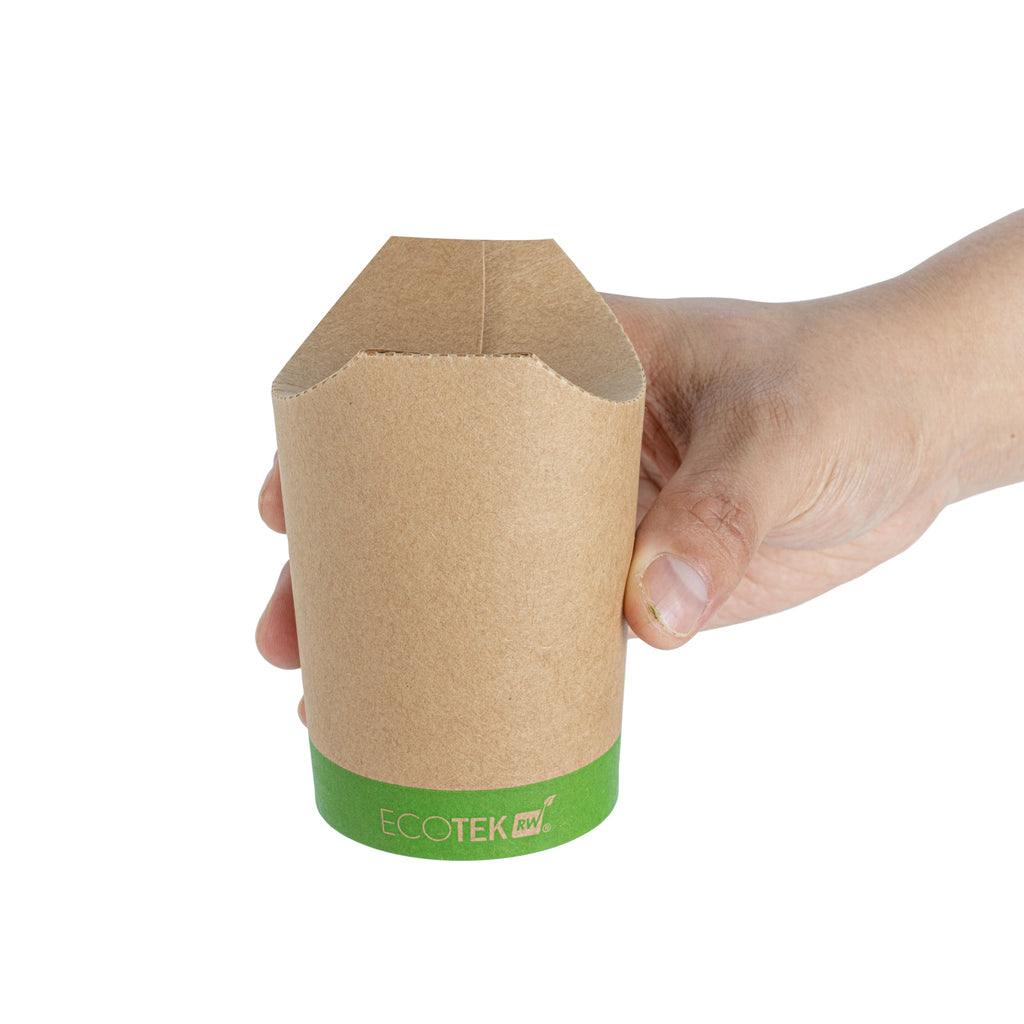 Sustain 16 oz Round Kraft Paper To Go Fry Cup - with PLA Lining, Compostable - 3 1/4" x 3 1/4" x 4 1/4" - 100 count box