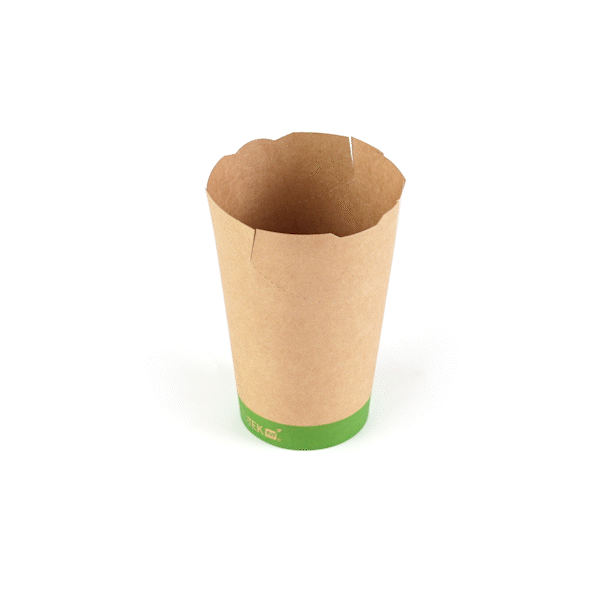 Sustain 16 oz Round Kraft Paper To Go Fry Cup - with PLA Lining, Compostable - 3 1/4" x 3 1/4" x 4 1/4" - 100 count box