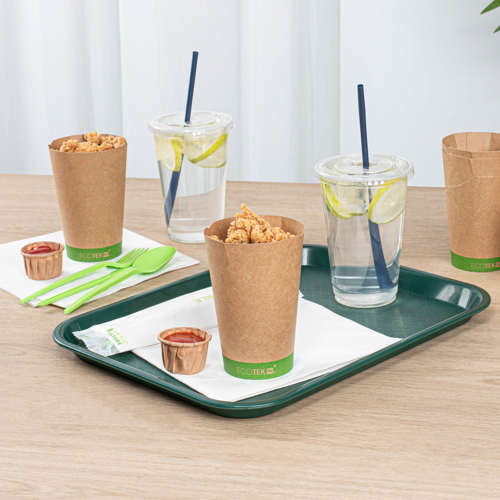 Sustain 16 oz Round Kraft Paper To Go Fry Cup - with PLA Lining, Compostable - 3 1/4" x 3 1/4" x 4 1/4" - 100 count box