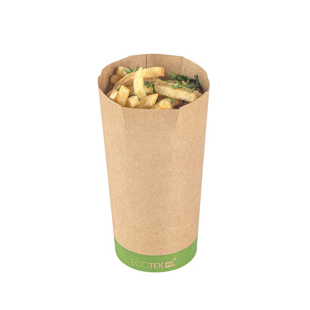 Sustain 20 oz Round Kraft Paper To Go Fry Cup - with PLA Lining, Compostable - 3 1/4" x 3 1/4" x 5" - 100 count box