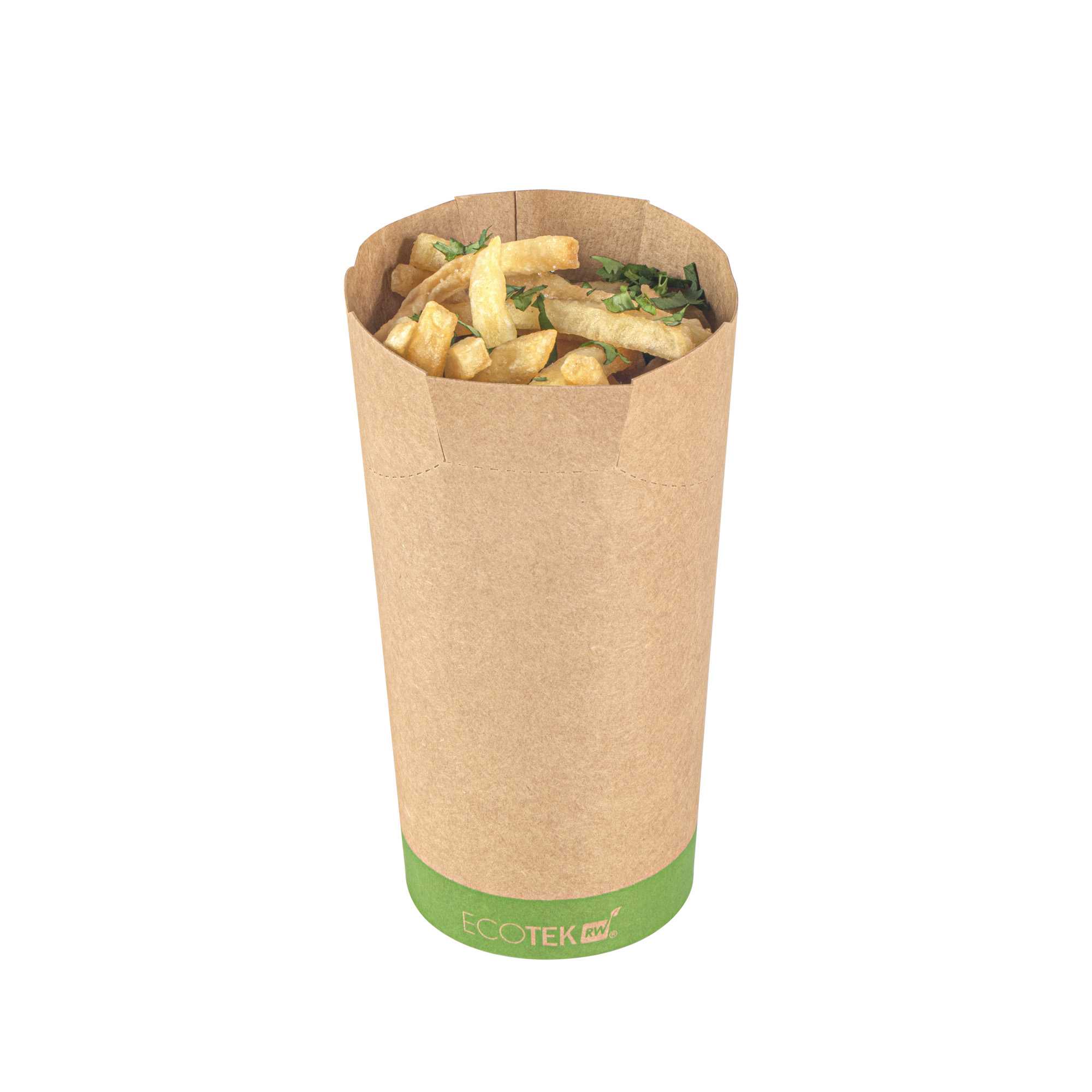 Sustain 20 oz Round Kraft Paper To Go Fry Cup - with PLA Lining, Compostable - 3 1/4" x 3 1/4" x 5" - 100 count box