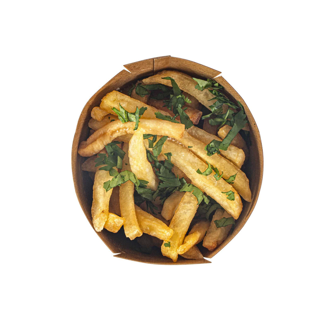 Sustain 20 oz Round Kraft Paper To Go Fry Cup - with PLA Lining, Compostable - 3 1/4" x 3 1/4" x 5" - 100 count box