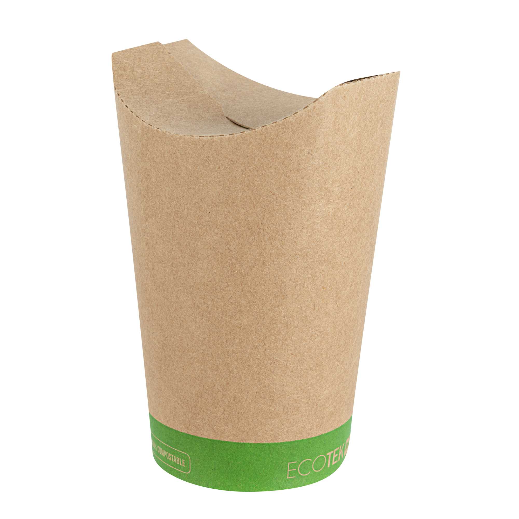 Sustain 20 oz Round Kraft Paper To Go Fry Cup - with PLA Lining, Compostable - 3 1/4" x 3 1/4" x 5" - 100 count box